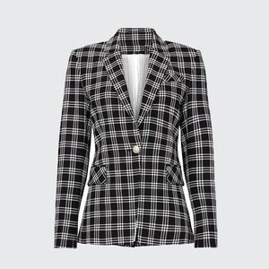 $650 Veronica Beard Lyda Black White Plaid Checker Dickey Blazer Jacket Size 10